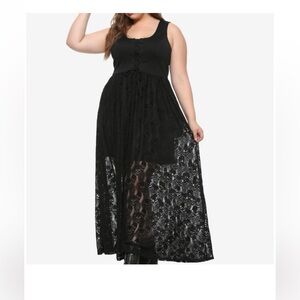 Hot topic plus size 4x 26 28 black corset black skull lace maxi dress NWT goth